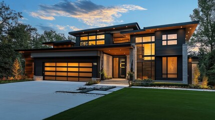 Modern luxury home showcase exterior with a sophisticated design