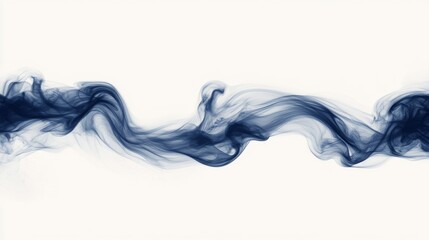 Abstract Blue Ink Waves on White Background