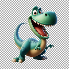 A happy dinosaur with a radiant grin, Happy Little Dinosaur Illustration for Kids' Projects on transparent background, png, psd
