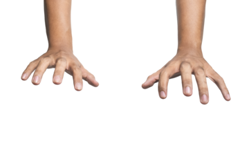 male puppeteer's hand gesture isolated on white background