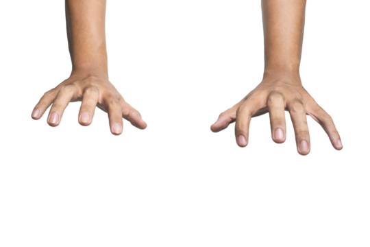 male puppeteer's hand gesture isolated on white background