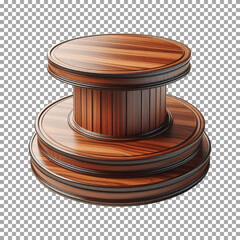 a wooden podium, showcasing a rich wood grain texture and a solid, elegant design, with a polished finish, Rustic Wooden Pedestal for Showcasing on transparent background, png, psd
