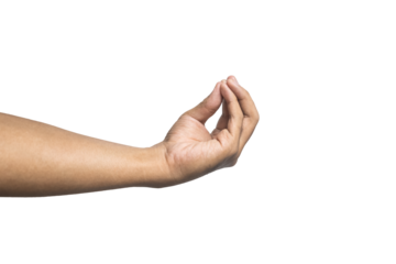 side view of male hand showing italian gesture isolated on white background