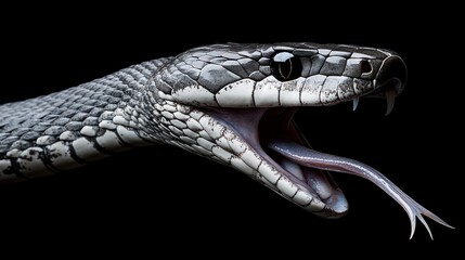 Naklejka premium A close up portrait of a snake with open mouth