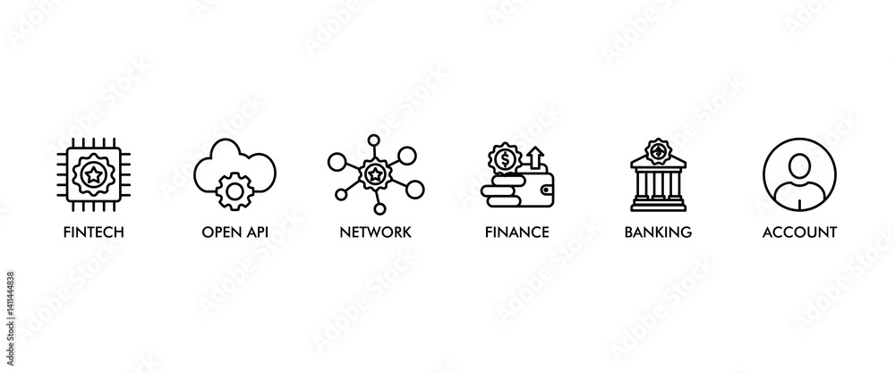 Poster open banking banner web icon vector illustration concept for financial technology with an icon of th