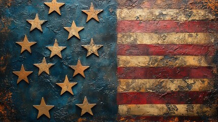 usa flag painted on old wood