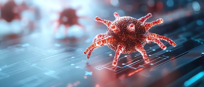 Cybersecurity measures against network antimalware threats digital environment 3d visualization data protection high-tech perspective