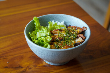 Thai chicken dish, captured on April 16, 2025. Flavorful and aromatic, made with tender chicken, herbs, and spices, offering a bold and savory taste of Thai cuisine