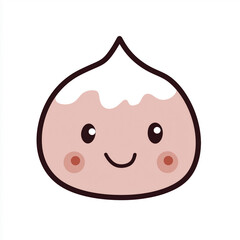 Fototapeta premium Cute dumpling character with smiling face, featuring pink body and white topping, perfect for food related designs