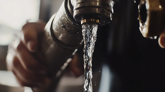 A plumber fixing a leaking pipe. Featuring technical expertise and tools