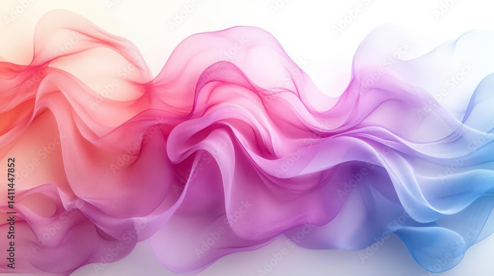 Poster a soft, flowing design with gradient pink and purple hues, creating an ethereal and fluid appearance
