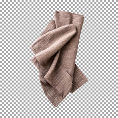 Linen kitchen brawn towel napkin, Rustic Brown Linen Napkin for Home Decor on transparent background, png, psd
