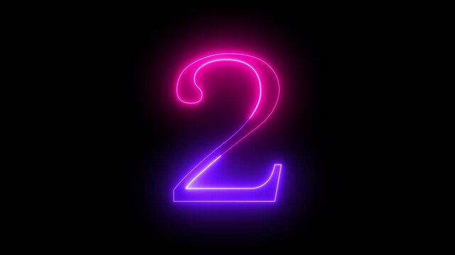 neon text 2 number countdown icon background 4k animation. 4k video