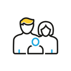 Multi color icon for family with baby