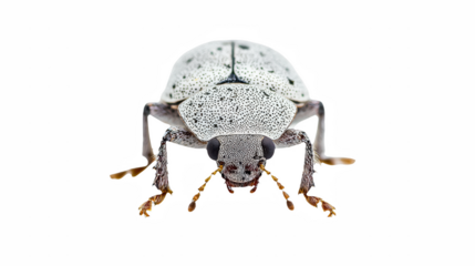 a white beetle with black eyes on a transparent background, PNG image, PNG file, Generative art.