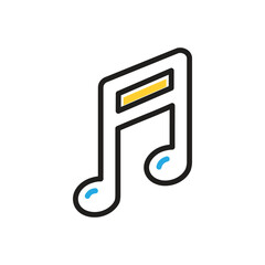 Multi color icon for music note