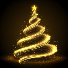 Golden Glittering Spiral Christmas Tree Design