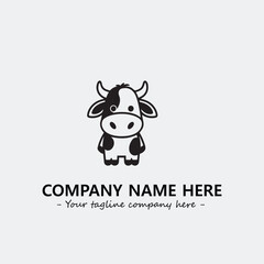 Cow illustration black and white for logo company vector image
