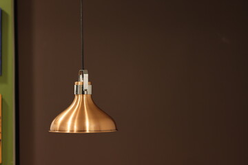 Copper Metal Light Hanging from Ceiling