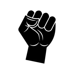 Obraz premium A fisted hand of a worker vector illustration silhouette