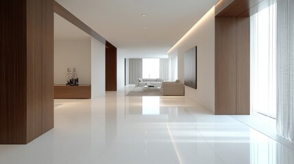 Modern Minimalist Interior Design with White Walls and Wood Accents