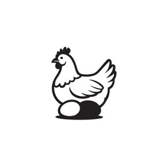 the chicken is laying eggs