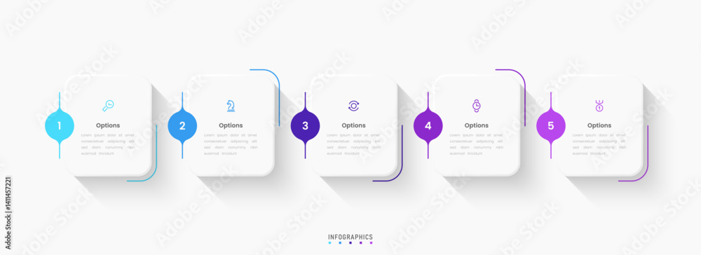 Wall mural vector infographic label design template with icons and 5 options or steps. can be used for process 