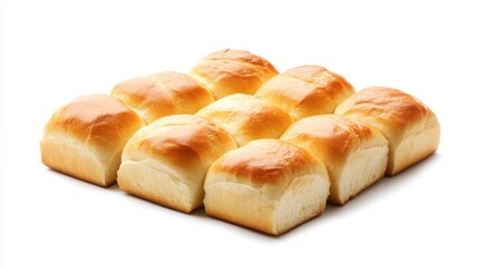 Freshly Baked Soft Dinner Rolls on White Background with Highlight