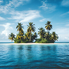 Obraz premium Tranquil tropical paradise remote island scenic landscape azure waters aerial view nature's serenity