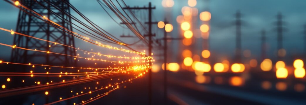 Abstract Urban Energy Grid at Night