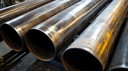 Naklejka premium A construction worker welding steel pipes in a workshop. Featuring precision and craftsmanship