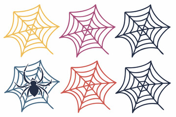 set of creative Spider Web silhouette vector illustration isolated on white background