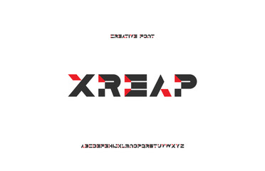XREAP, abstract minimal alphabet font, for logo, creative font, modern font, stylish font, vector illustration