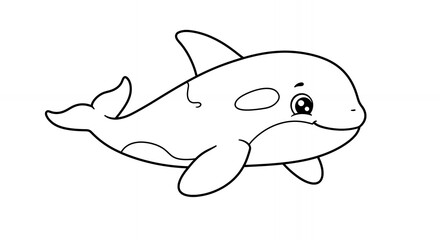 Fototapeta premium Black and white cute orca coloring page