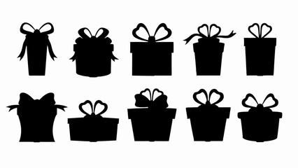 set of gifts silhouette vector on white background