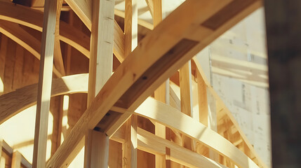 Fototapeta premium Builder inspecting a newly built home structure. Featuring construction inspection and quality control