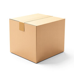 Realistic cardboard shipping carton, logistics concept, shadowed png, product container render
