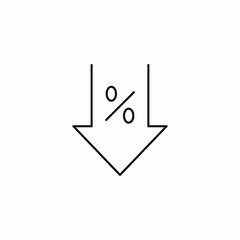 percent down arrow icon sign vector
