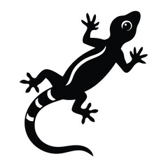 A vector silhouette of a gecko climbing a wall, its toes gripping