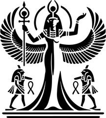 sketch vector illustration silhouette design icon logo symbol mascot painting god goddess mythology classic vintage beauty queen ancient egypt