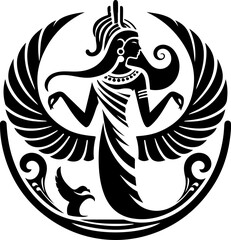 sketch vector illustration silhouette design icon logo symbol mascot painting god goddess mythology classic vintage beauty queen ancient egypt  