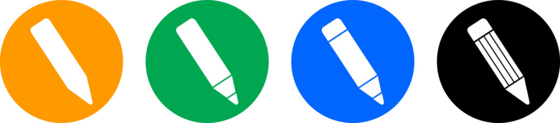 Edit icon set. Pencil icon isolated on color full background. Vector illustration.