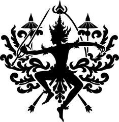 sketch vector illustration silhouette design icon logo symbol mascot warrior mythology classic vintage devil knight wayang ethnic traditional vintage  