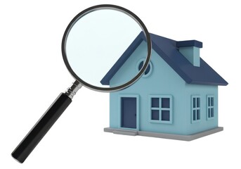 Home inspection magnifying glass illustration isolated on white background