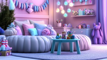 Pastel Dreamy Kids' Room Decorated for Celebration