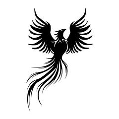 Black Phoenix Silhouette - Emblem Design