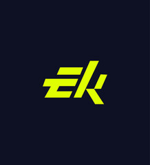Modern EK Monogram Logo Design Yellow, Bold, Abstract, Minimalist, Geometric, Initial, Branding, 