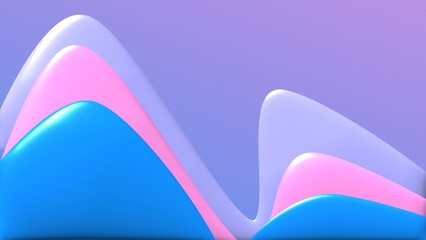 Colorful 3D fluid background waves in pastel gradien