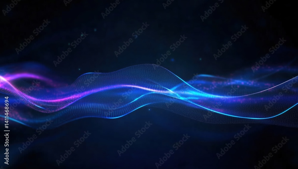 Wall mural mesmerizing colorful waves flowing through a dark void with ethereal glow