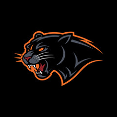 Obraz premium Aggressive Black Panther or Big Cat Profile Esport Mascot Logo Illustration